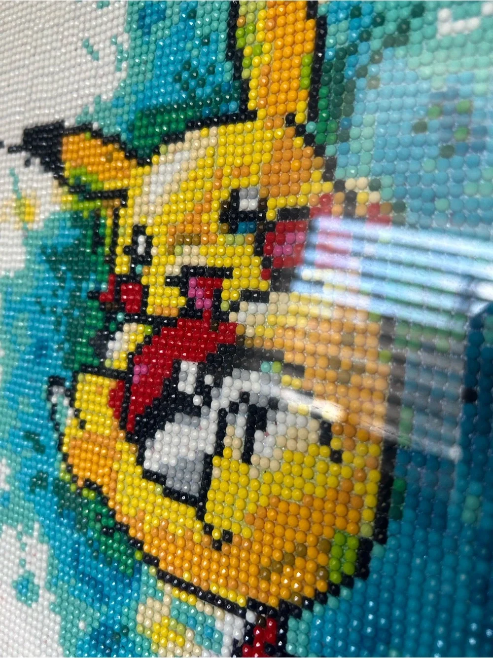 Vibrant Yellow Character Cross-Stitch Wall Art – Framed Decorative Piece